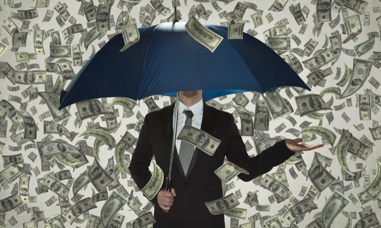 raining money umbrella
